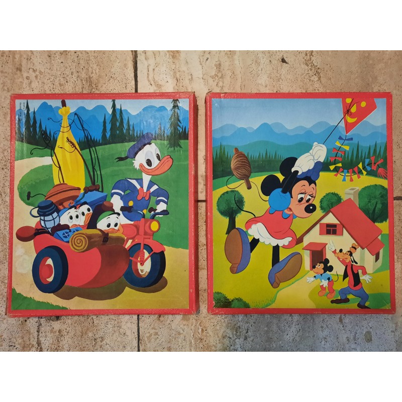 Set van 2 oude Disney puzzels van hout