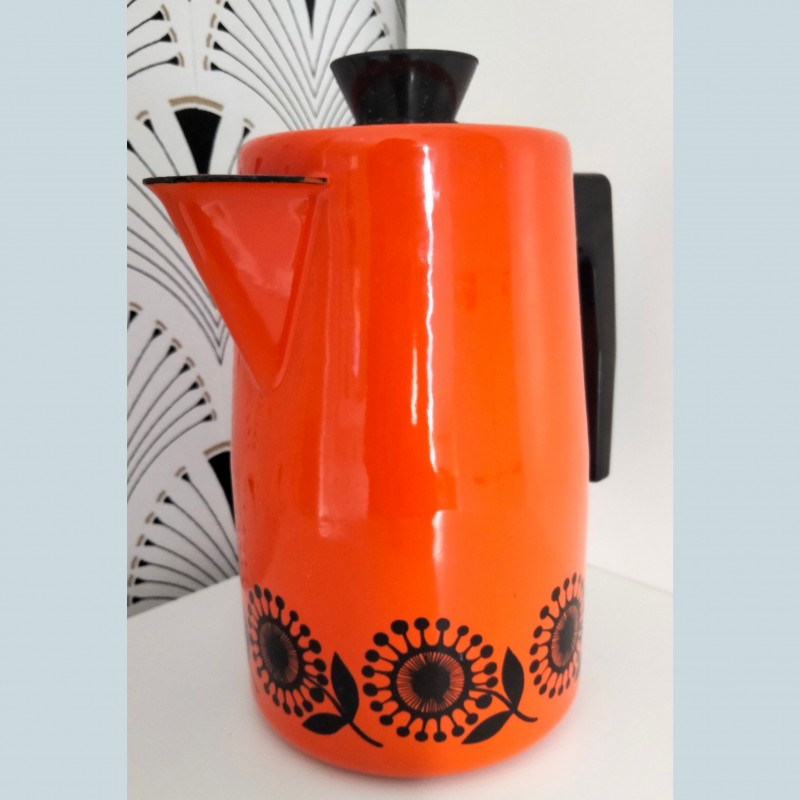 Oranje emaille koffie- of theepot