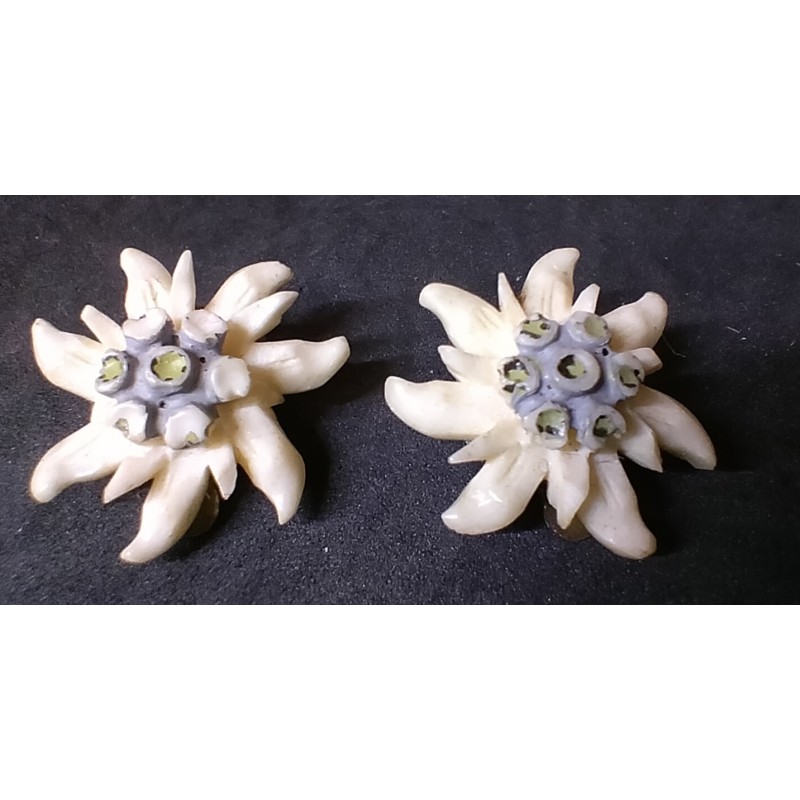 Vintage clip on oorbellen, Edelweiss