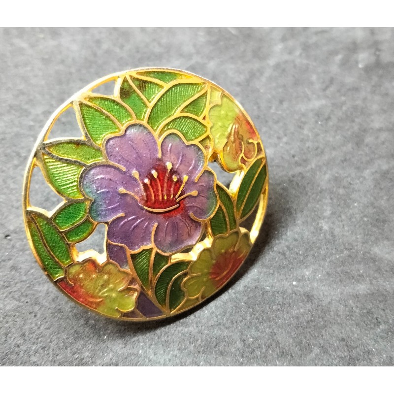 Broche Cloisonné met bloemmotief