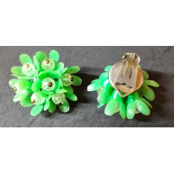 Vintage groene clip on oorbel