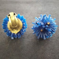 Vintage clip on oorbel, blauw