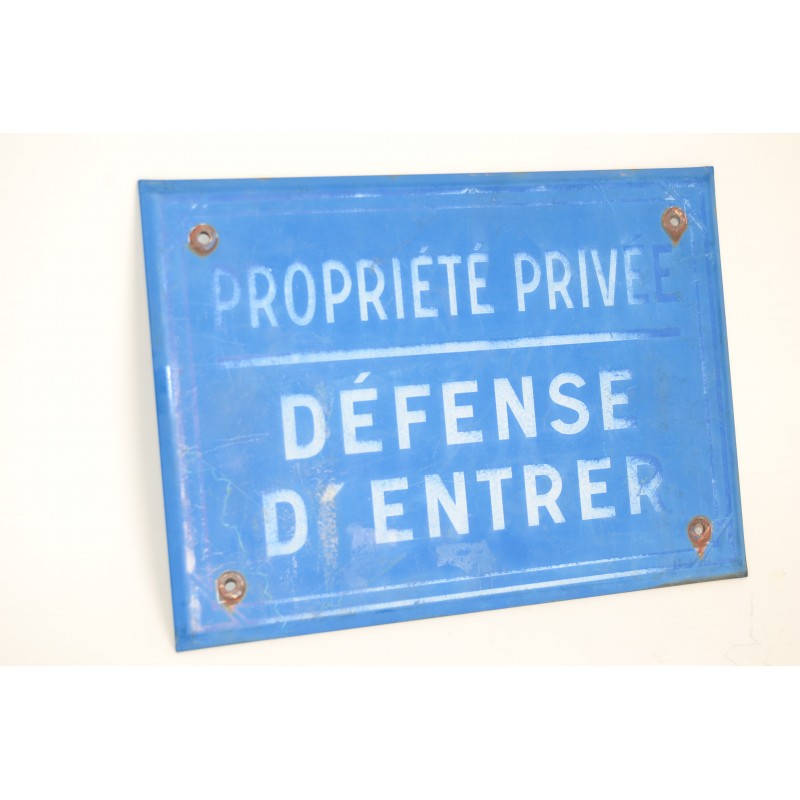 Metalen bordje Defense D'Entrer Art Deco