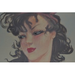 Litho Eugene Lelievre Art Deco Topless vrouw