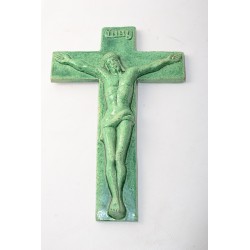 Crucifix keramiek Groen kruisbeeld