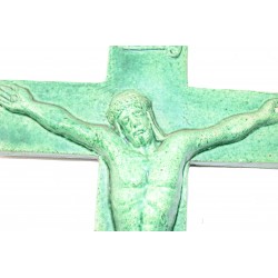 Crucifix keramiek Groen kruisbeeld